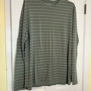 Free Fly Apparel Men's Olive Striped Long Sleeve Tee